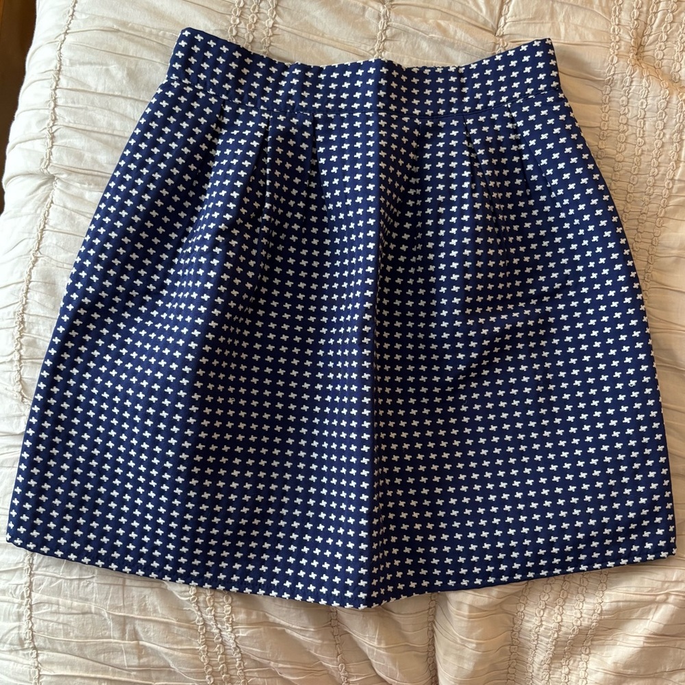 Navy Blue Patterned Women's Skirt